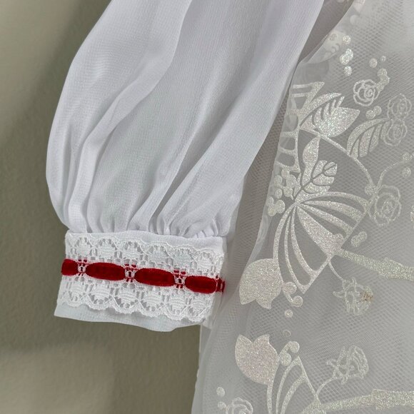 DISNEYLAND Mary Poppins Dress Up Girls 5-6 Costume White Red Lace Fair Cosplay - Picture 6 of 12